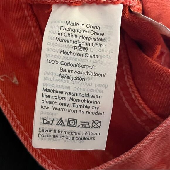 MADEWELL The Mom Jean Garment Dyed Edition in Enamel Red Women Size 27 - Picture 8 of 11